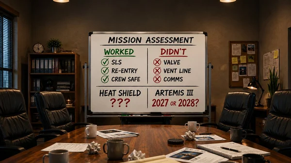 Artemis II mission debrief, Orion heat shield inspection, NASA lunar programme assessment 2026