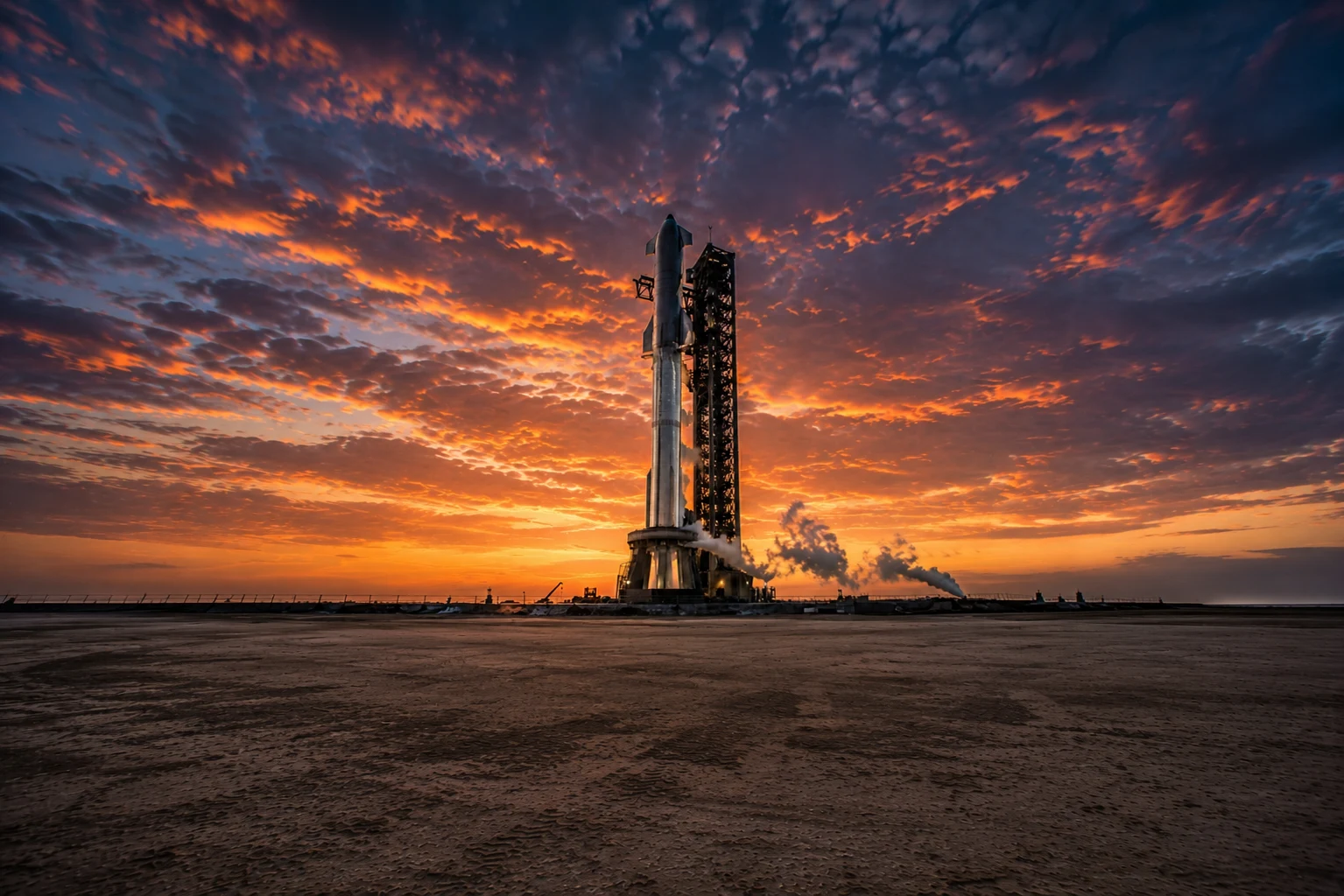 SpaceX Starship awaiting launch at Boca Chica, Texas, marking the latest chapter in SpaceX history and its goal of reaching Mars