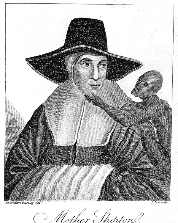 Early 19th century engraving of Mother Shipton, Ursula Shipton the Yorkshire prophetess and famous British seer
