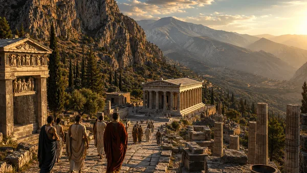 Oracle of Delphi ancient Greece Pythia prophecy Apollo sanctuary