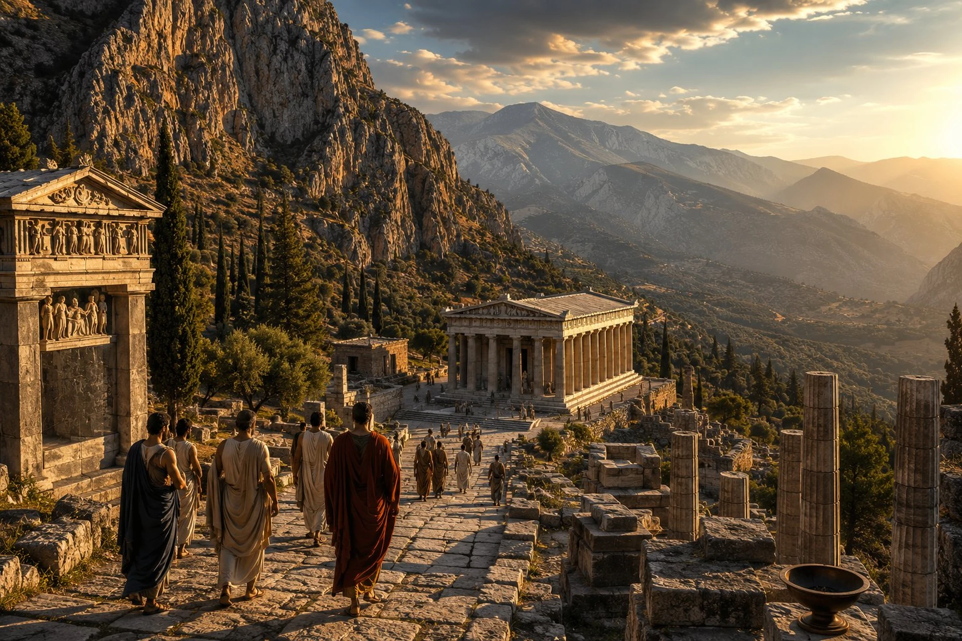 Oracle of Delphi ancient Greece Pythia prophecy Apollo sanctuary