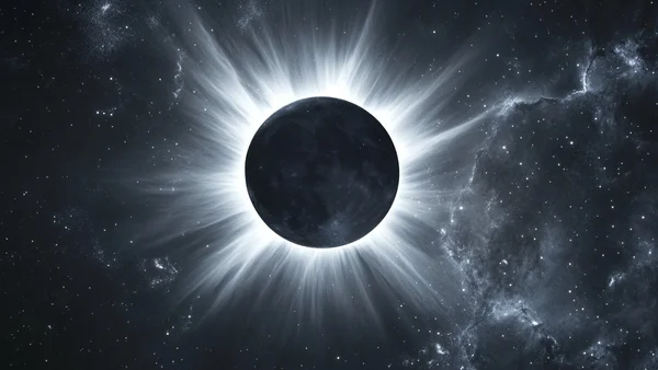 AI-generated illustration of the Artemis II solar eclipse, showing the solar corona visible from the Orion spacecraft during the April 2026 lunar flyby