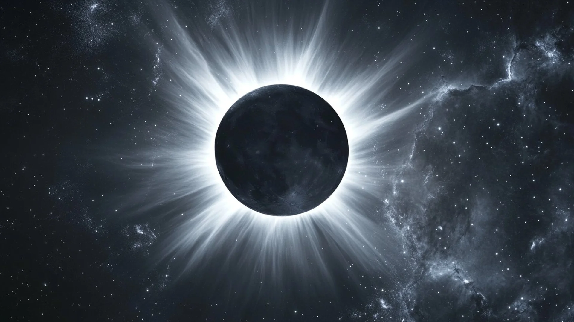 Artemis II eclipse showing the solar corona beyond the Moon during Orion's April 2026 lunar flyby.