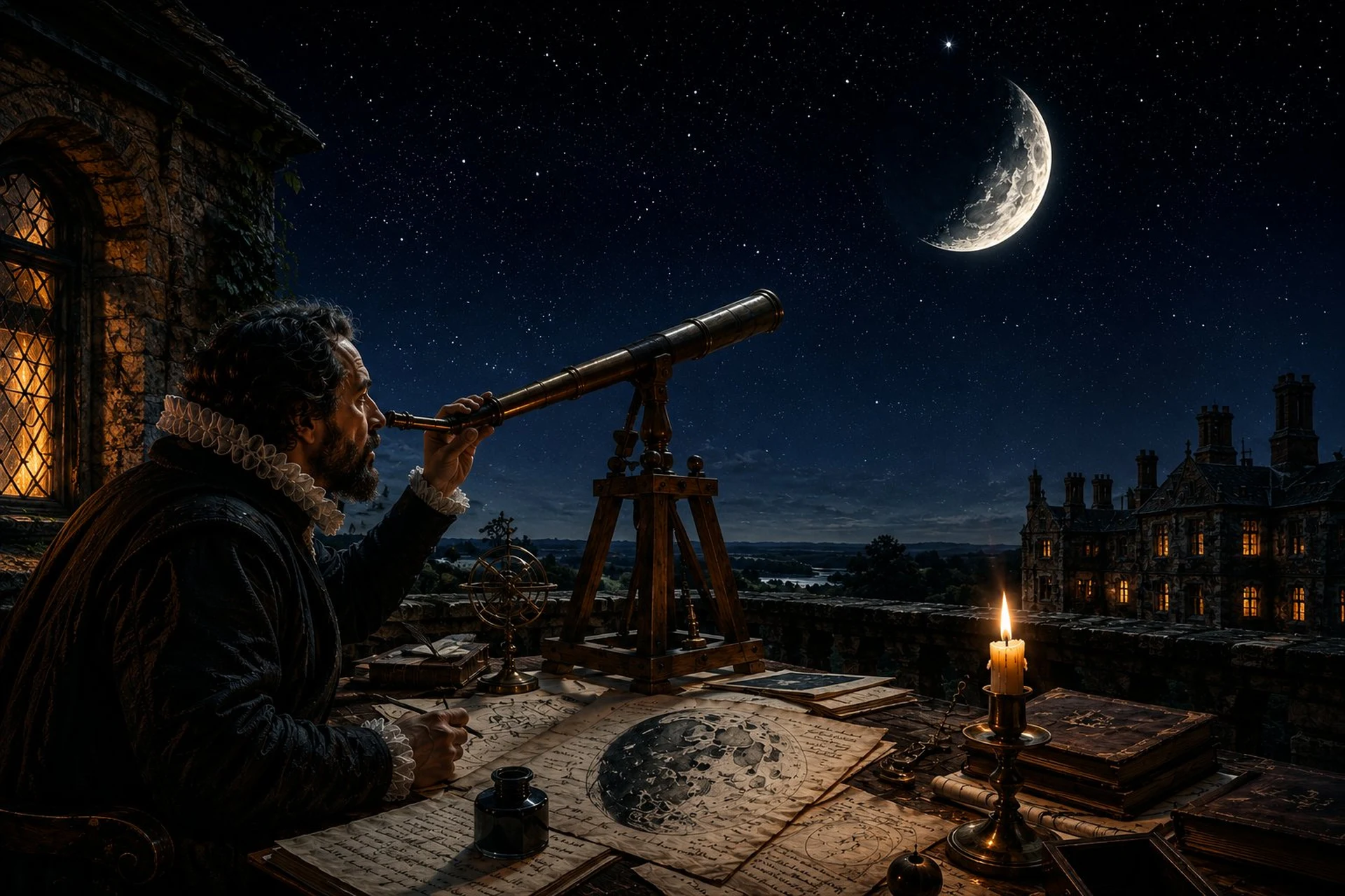 Thomas Harriot telescope moon 1609 Elizabethan astronomer