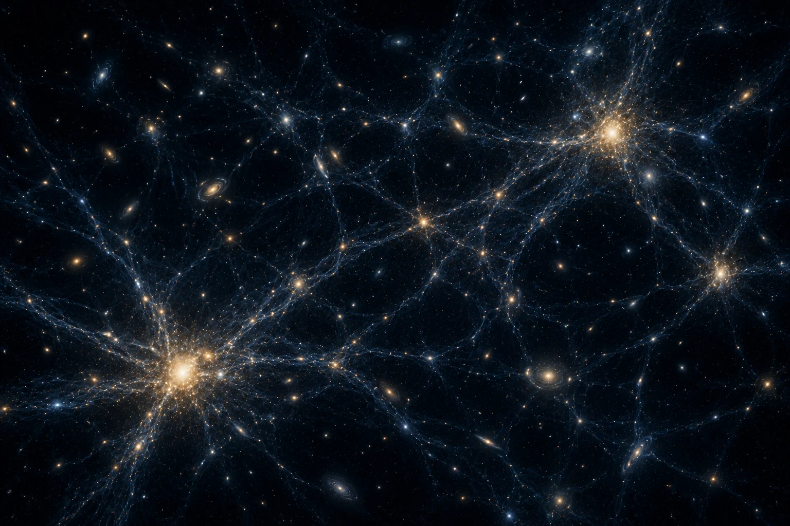 Illustration of the cosmic web showing the invisible structure linked to what dark matter may be made of.