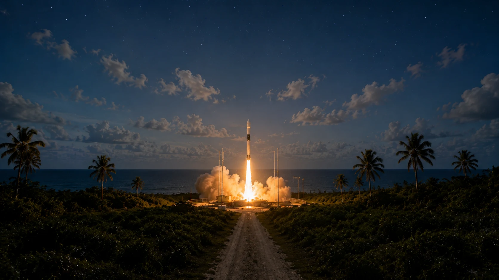 Falcon 1 rocket lifting off in daylight for SpaceX, the launch that would end in failure minutes later